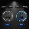 Автомобильное зарядное гнездо PD3.0 и QC3.0, два порта USB C, водонепроницаемое, со светодиодным сенсорным переключателем, 78 Вт, быстрая зарядка 12 В/24 В для мотоадаптера