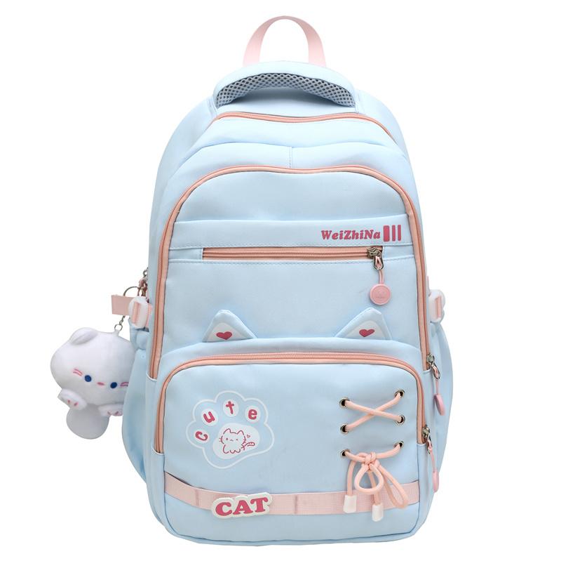 Школьный рюкзак для средней школы, женский, легкий, рюкзак с рисунком кота, большой емкости