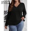 Женская мода повседневная осень-зима однотонные принты с длинным рукавом и V-образным вырезом блузки и рубашки