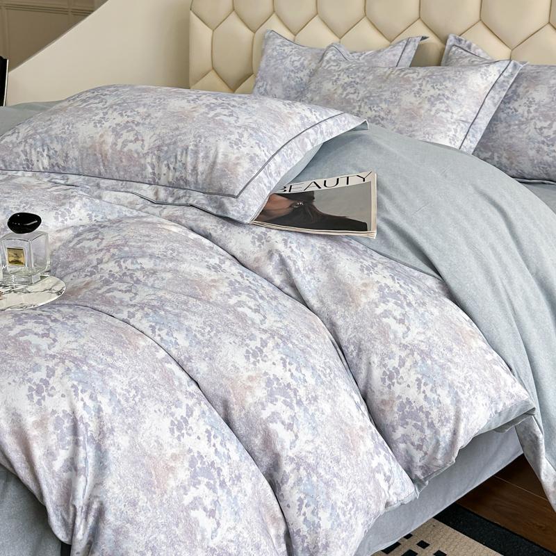 Sleep grid 60 count all cotton, pure cotton, thickened long staple cotton, digital printed four piece set