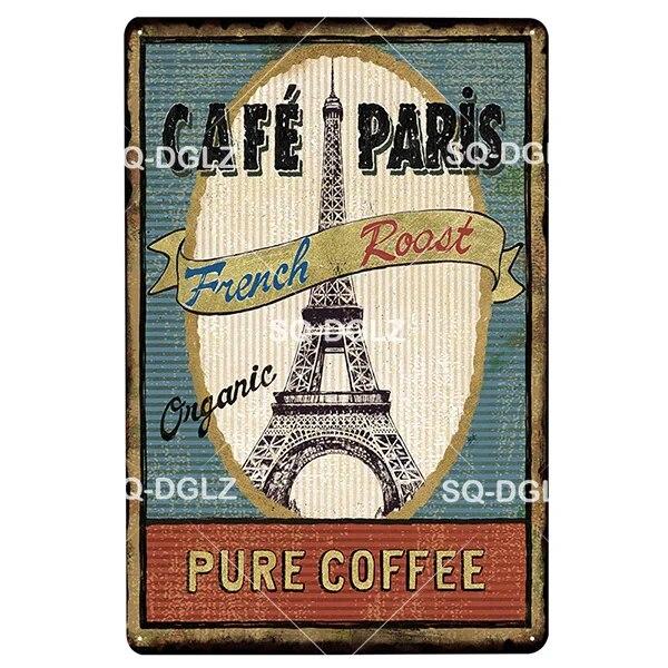 Coffe Metal Sign Plaque Metal Vintage Pub Bar Decor Tin Sign Coffee Shop Plate Poster Home Decor Art Painting Wall Sticker
