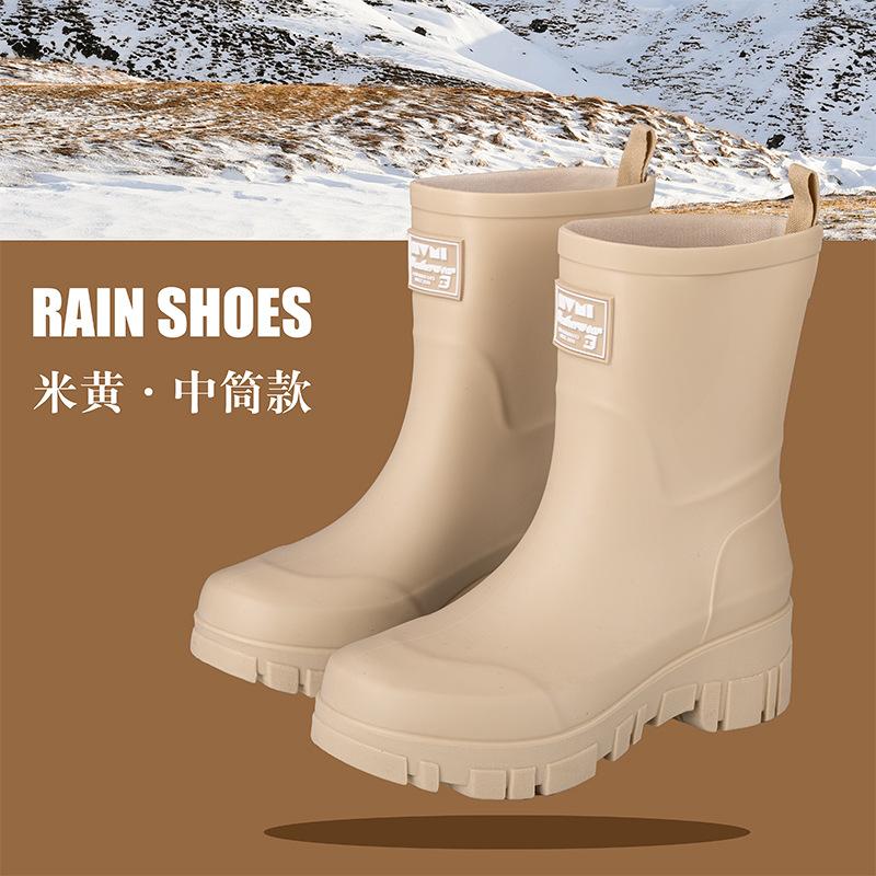 Fashion Fashionable Rain Boots for Women Thick Soles Versatile Korean Version Non-slip Wear-resistant, Casual Adult Outdoor Rubber Shoes