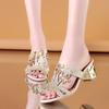 Мода 2025 Новые женские сандалии Летний стиль Модные сандалии Универсальные Износостойкие Элегантные туфли на высоком каблуке со стразами для женщин