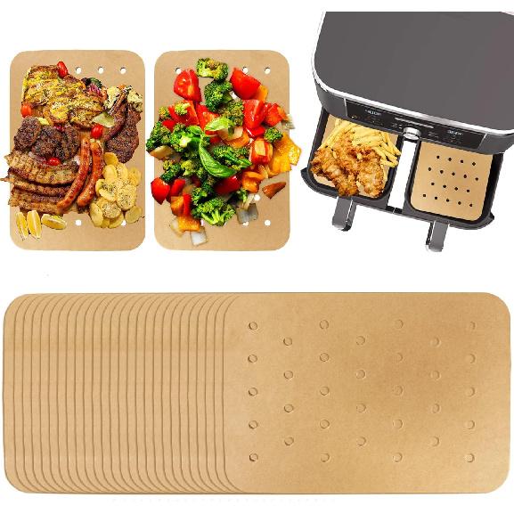 200 Pcs Air Fryer Disposable Paper Liners, Air Fryer Liners, Parchment Paper for Baking, Nonstick Perforated Air Fryer Accessories, HOFHTD Baking