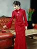 Modern Chinese Qipao Fishtail Wedding Dress for Bride's Engagement and Home Visit