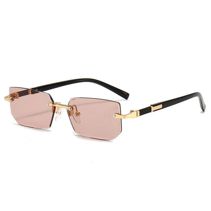 Trendy Rimless Sunglasses for Women Men Fashionable Polygon Eyewear with UV400 Protection
