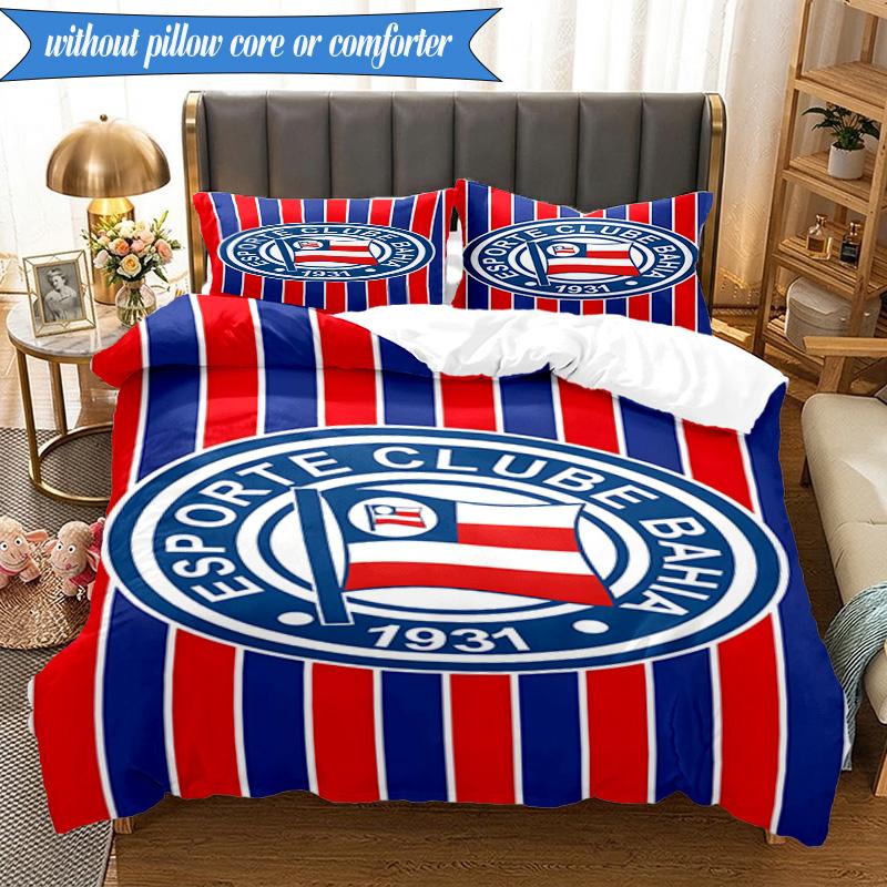 3PCS Bahia Fc Crest Emblem Printed Soft Bedding Set,Including 1pc Duvet Cover And 2pcs Pillowcases Perfect for Bedroom, Dormitory, Fan gift