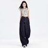 New Women's American-Designed Non-Fading Dark Blue Wide-Leg Slimming Straight Jeans, Floor-Length.