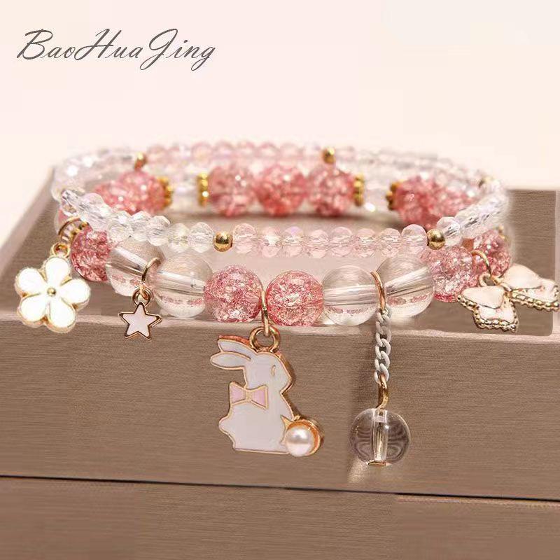 Children's Cartoon Crystal Beaded Bracelet - Cute Layered Jewelry for Girls & Best Friends
