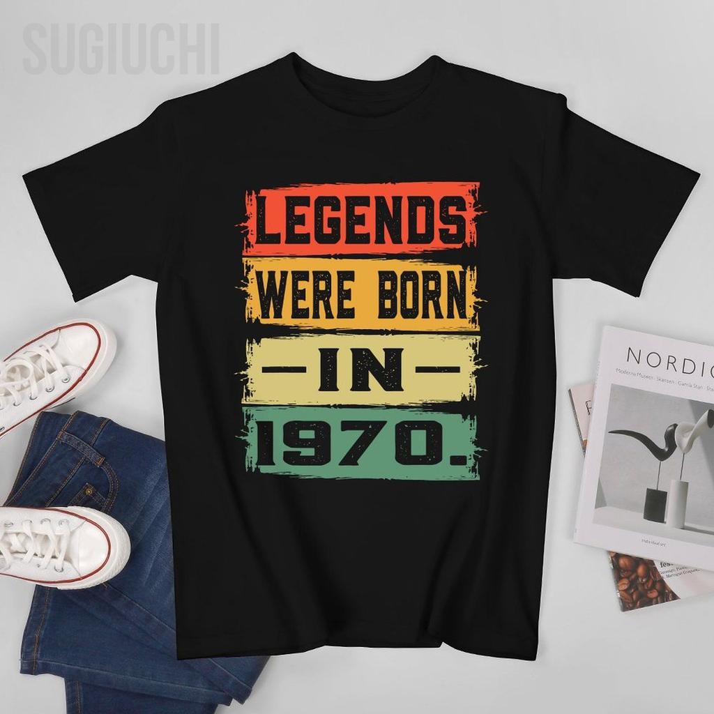 Vintage 1970 Legends Were Born In Retro 70s Style Birthday Unisex Tshirt Tees Tshirt Oneck T Shirts Unisex Clothing 100 Cotton