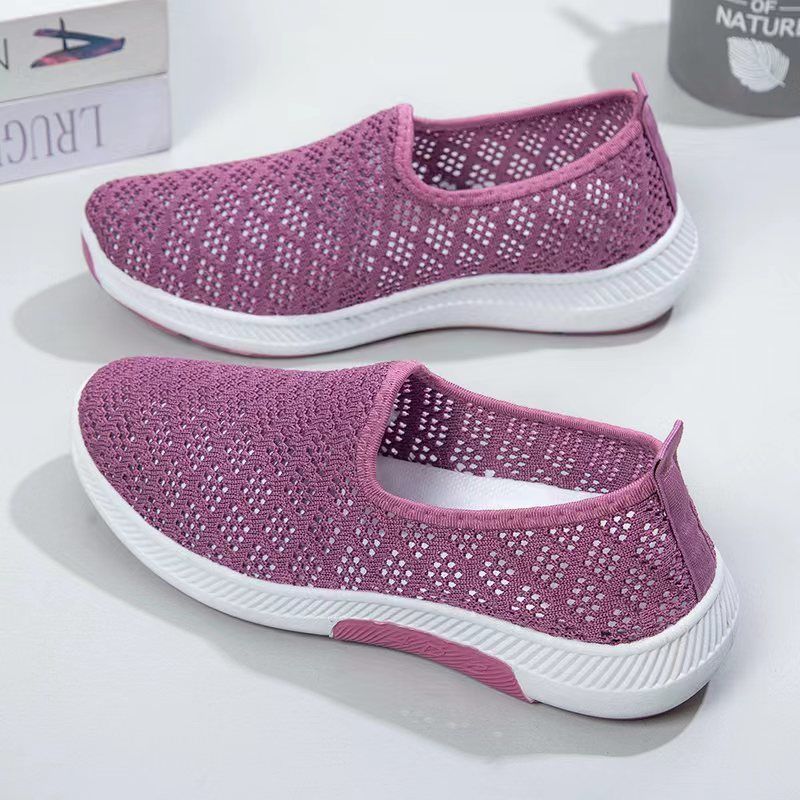 Обувь Старая Пекинская тканевая обувь Мягкая подошва Нескользящая обувь для спорта и отдыха с одним стременем Обувь для матерей среднего и пожилого возраста Удобная обувь с сеткой