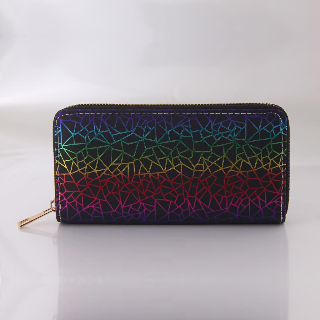 Chessboard Laser Long Zipper Wallet Colorful Wallet
