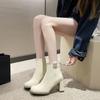 French Thick Heel Fashion Boots Martin Boots 2025 Autumn and Winter New High Heels Thin Boots White Small Short Boots Women