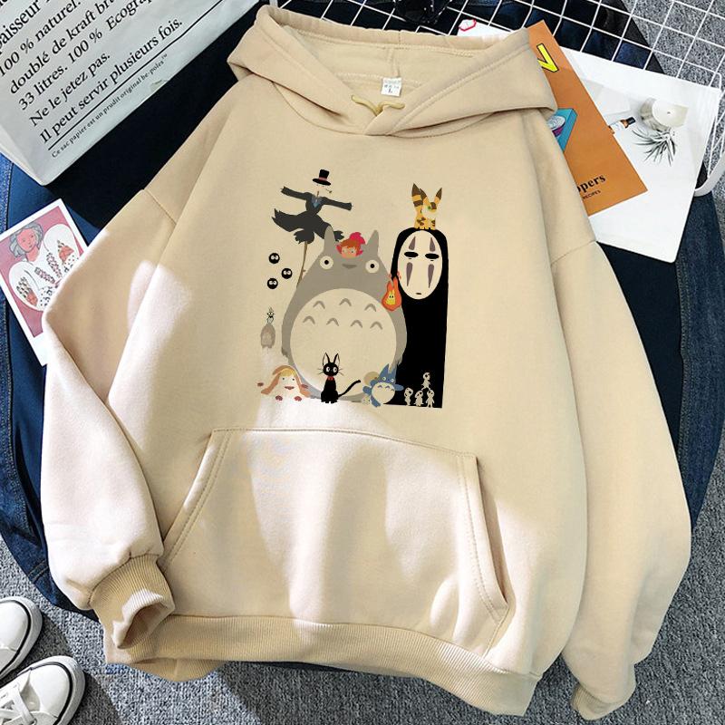 2024 Men's And Women's Long Sleeves Studio Ghibli Totoro Japanese Anime Funny Cartoon Hoodie Women Spirited Away Miyazaki Hayao Sweatshirt 90s