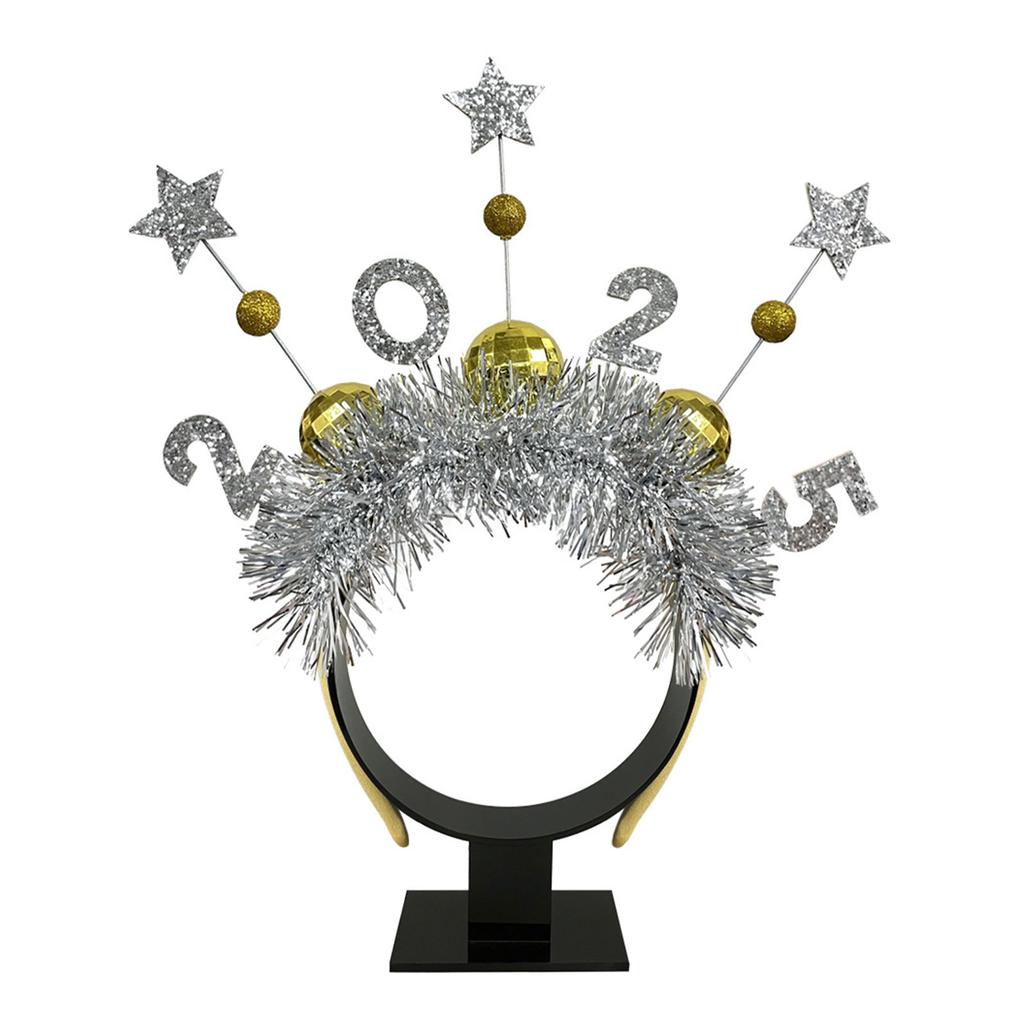 2025 New Year Eve Headband Glittering Garland Hairband Christmas Party Hairhoop Holiday Hairhoop for Festival Gathering