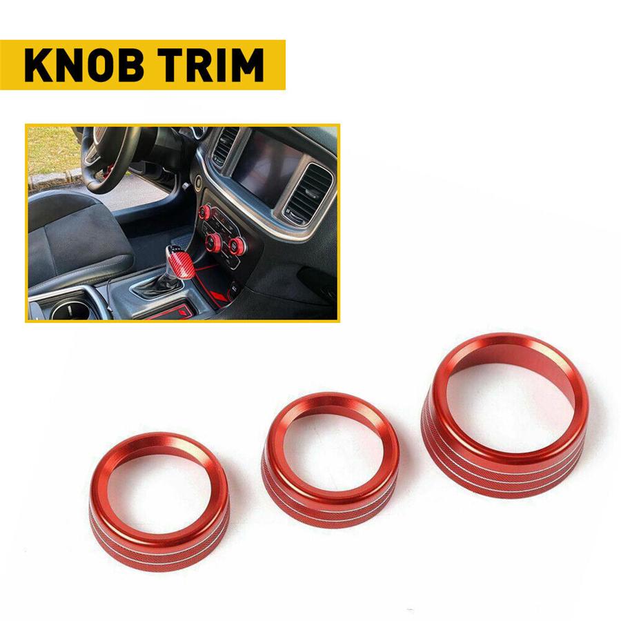 Новое 3X Кольцо-накладка на переключатель радио AC, крышка ручки для Dodge Challenger/Charger 2015-20 КРАСНЫЙ