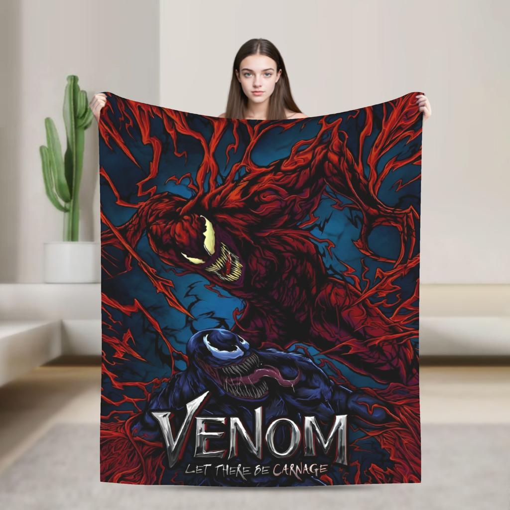 Venom cartoon Blanket  Travel Office Flannel Throw Blanket For Couch Chair Sofa Bed Soft Design Quality Bedspread Gift