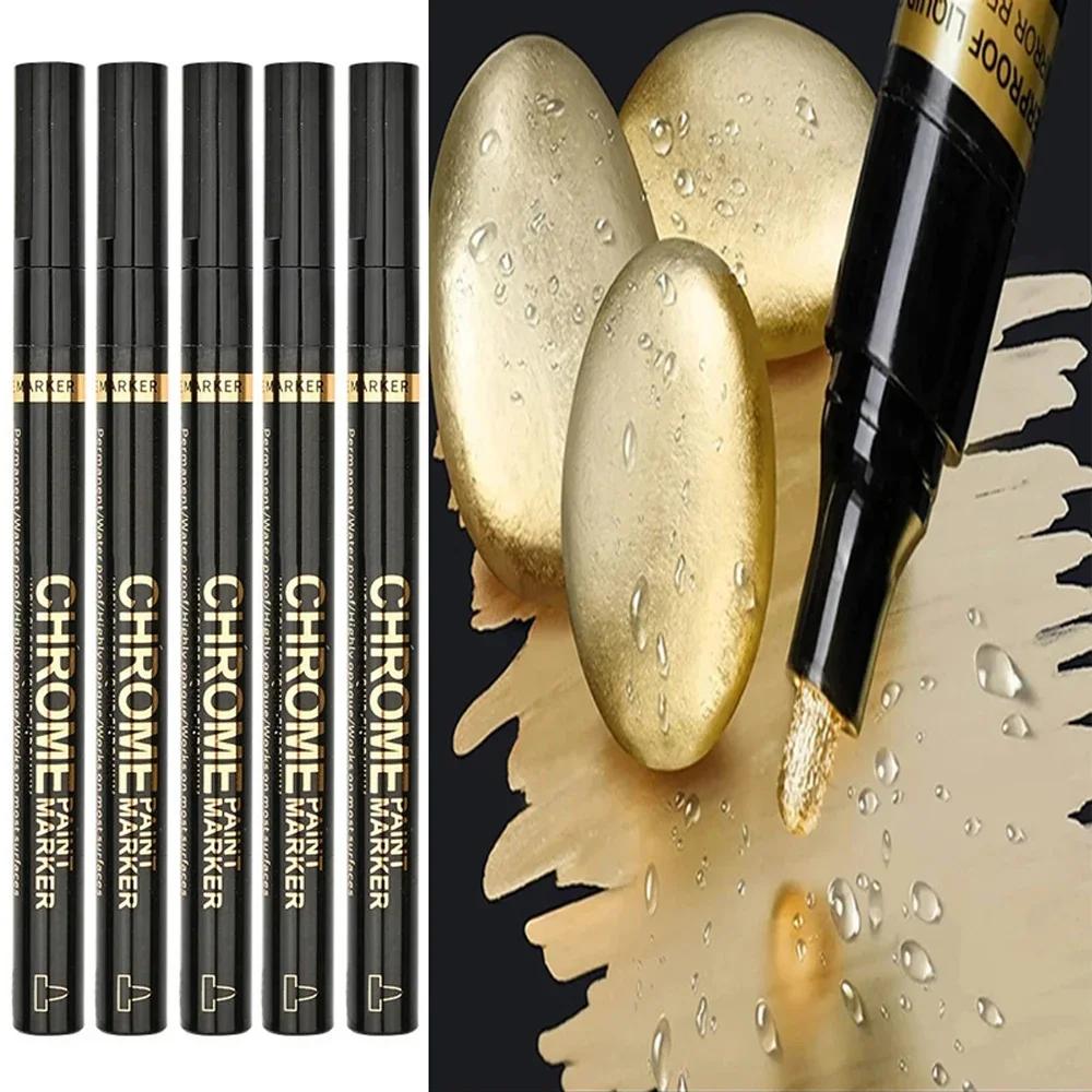 5/1 шт., хромированная ручка-маркер, зеркало, водонепроницаемая краска для ремонта камня, керамики, стекла, металла, золота/серебра, наконечник 2 мм