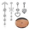 14G Dangle Belly Button Rings Surgical Steel Silver Belly Button Rings Dangling CZ Belly Rings for Women Belly Button Piercing Jewelry