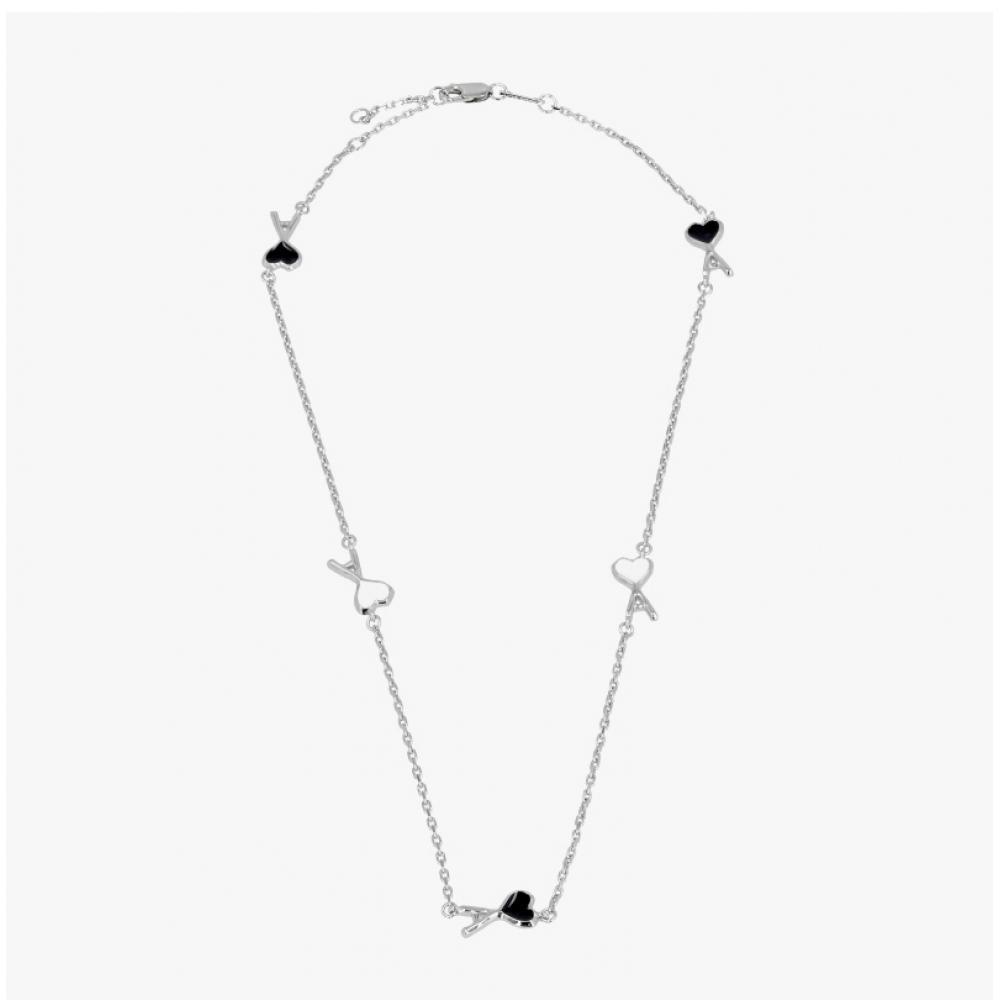 Ami Bi Color Hammered Heart Logo Thin Chain Necklace Hw0026 A104