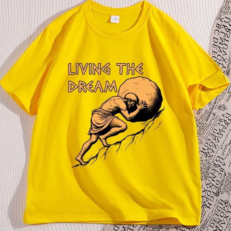 Living The Dream Tshirt Casual Cotton Tshirt Unisex Unisex Greek Mythology Meme Tshirt Round Neck Short Sleeve Loose Tees Clothes