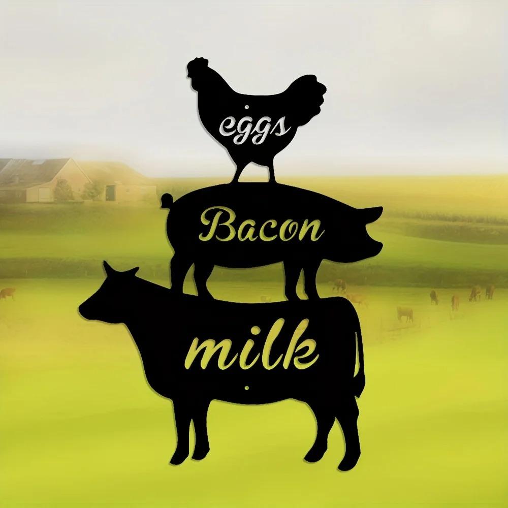 1PC Farmhouse Sign – Metal Wall Art with Farm Animals, Elegant Wall Hanging Plaques & Ornaments for Garden Party Decor