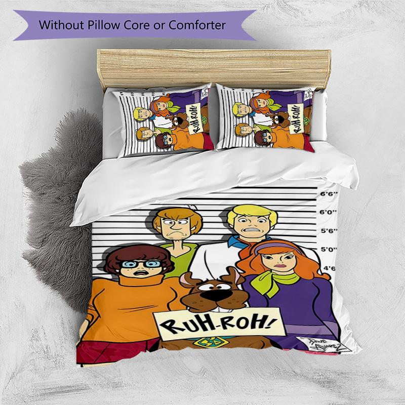 Scooby Doo 3pcs Bedding Set Duvet Cover Closure Includes 1 Duvet Cover & 2 Pillowcases for All Seasons Bedroom Home Dorm Decor