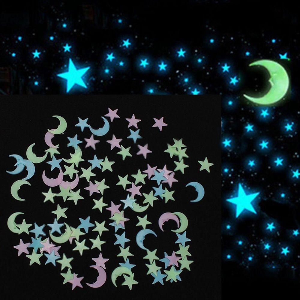 Luminous Home Decal DIY Room Decoration Mural 3D Wall Stickers Stars Moon Stickers Glow In The Dark