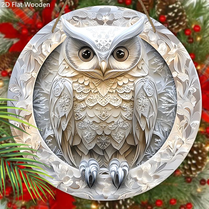 Cool Owl Wooden Sign, Funky Owl Round Sign for Front Door Wall Hanging Decor, Ideal Home Hanging Ornament