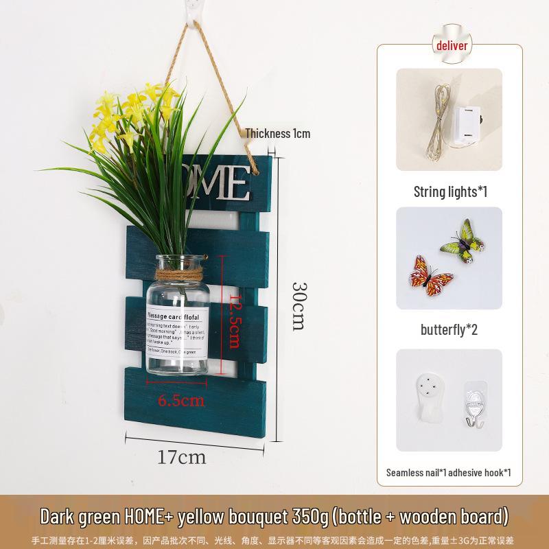 Handcrafted Wooden Wall-Mounted Hydroponic Glass Vase for Bedroom and Living Room Decor