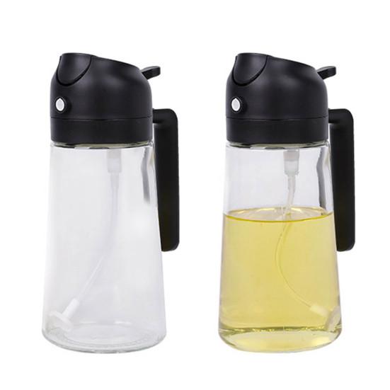 470ML Oil Dispenser Spray Pour 2 In 1 Olive Bottle Sprayer for Air Fryer Salad Frying Multi-Liquid Oil BPA-Free Glass Wide Mouth Oil Sprayer