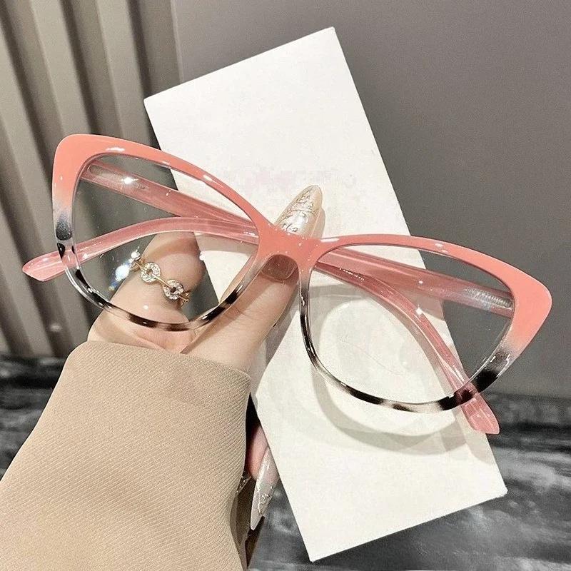 Женские Новые Модные Очки Кошачий глаз с Большой Оправой для Пресбиопии Нейтральные Модные Очки для Чтения с Высокой Четкостью и Защитой от Синего Света