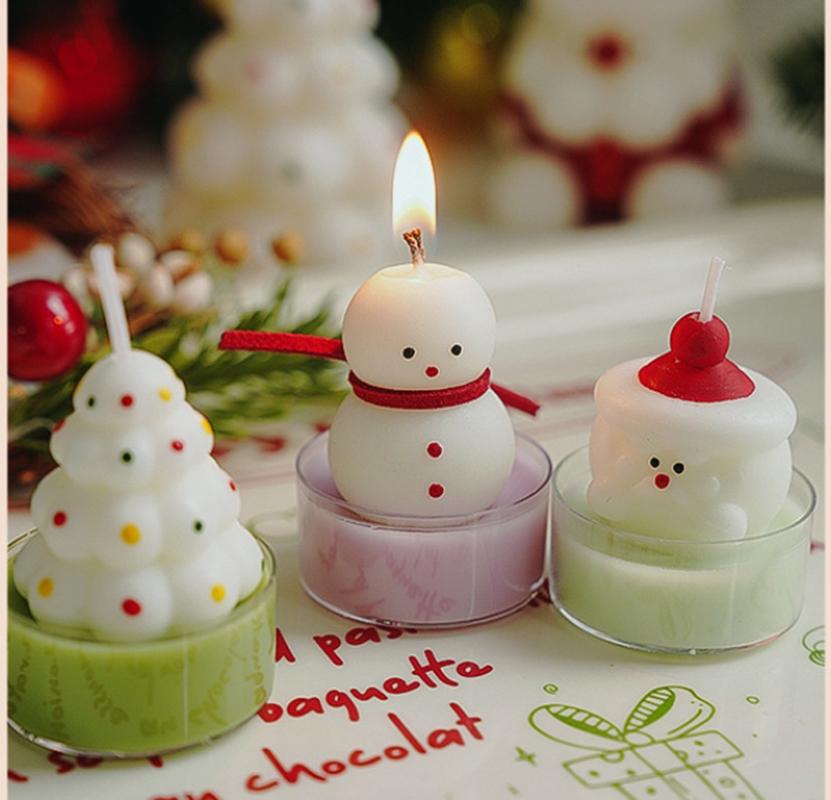 Разноцветные Ароматические Свечи в Форме Рождественской Елки Милый Снеговик Санта-Клаус Формованные Свечи Украшение Рождественские Праздничные Вечеринки Декор Свечи