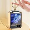 Чехол для телефона Samsung Z Flip 6 5 4 3 Flip6 Flip5 с блестящими бриллиантовыми кольцами, кожаное покрытие, роскошный противоударный защитный задний чехол