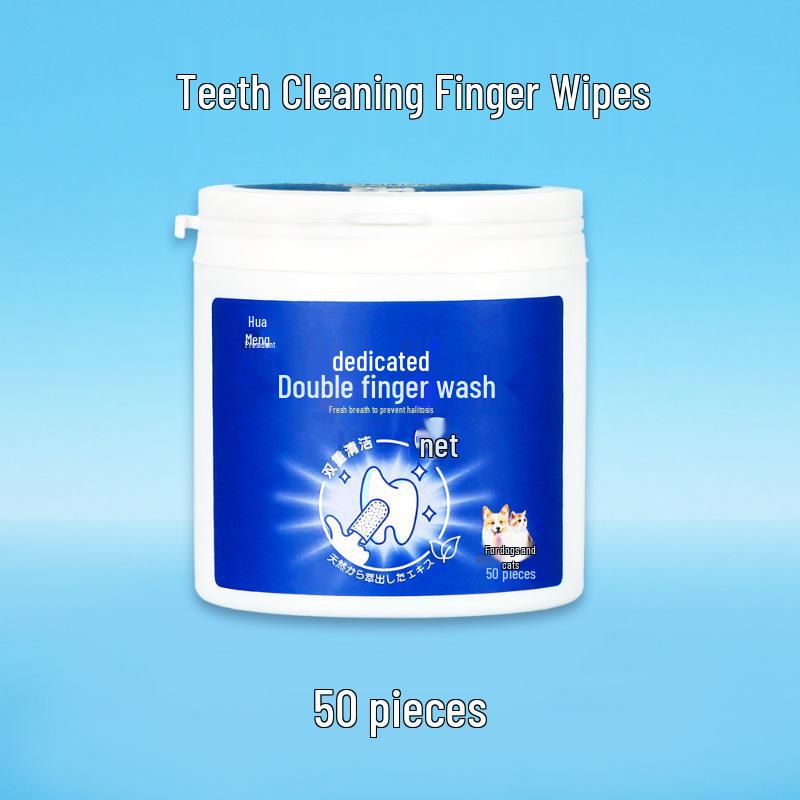 Pet Dental Finger Wipes for Dogs & Cats - Odor Control, Tooth Cleaning, No-Rinse, Disposable