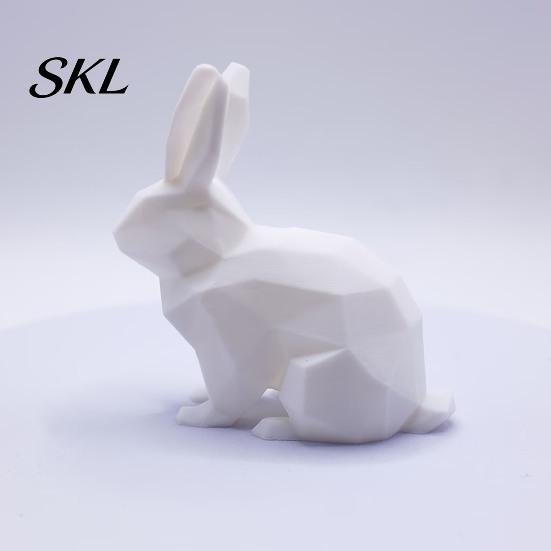 Burr-free Smooth Surface Decor 3D Printed Geometric Rabbit Ornaments, Creative Bunny Figurine, Minimalist Animal White Statue Art Decoration,