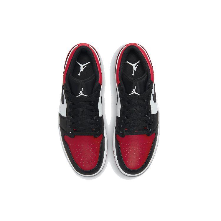 Мужские кроссовки Air Jordan 1 Low Bred Toe Gym-Red Black White 553558-612