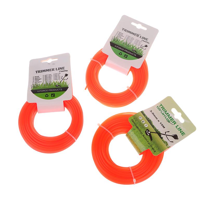 1 шт. 15 м*2,4 мм/2,7 мм/3 мм нейлоновый триммер для кошения травы веревка для кустореза