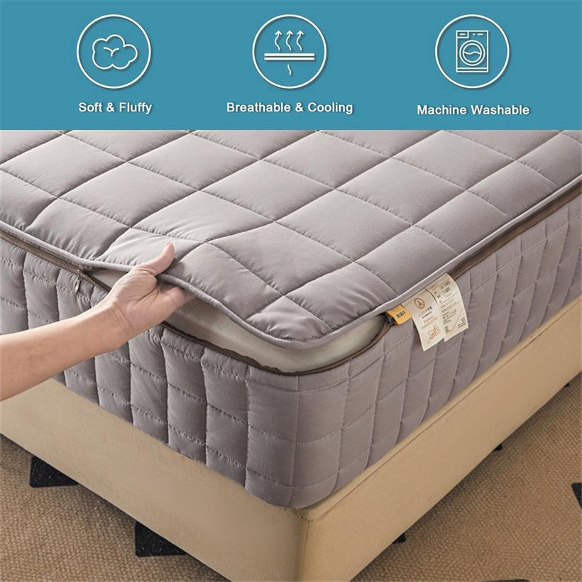 6-сторонний мягкий чехол для матраса с застежкой-молнией, пыленепроницаемая простыня на резинке для двуспальной кровати размера «queen-size», утолщенный защитный чехол для матраса