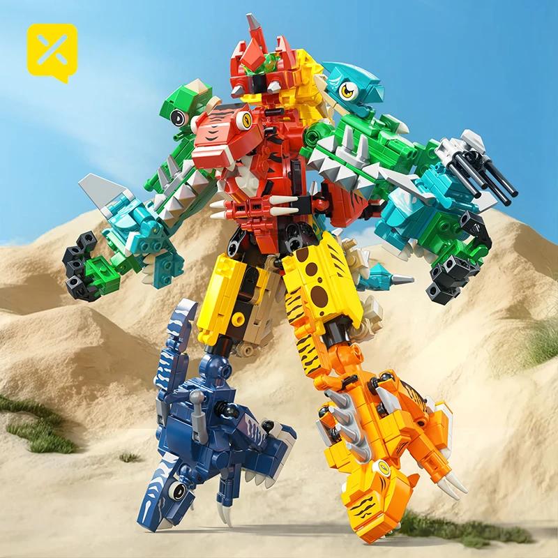 TOYLINX Конструктор Динозавр 691 деталь Кирпичный конструктор 6 в 1 Обучающие DIY игрушки Робот для детей Мальчиков День рождения Рождество Подарки