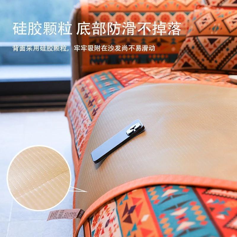 Богемное синельное полотенце на спинку дивана, оранжевое универсальное противоскользящее покрытие на диван Four Seasons с геометрическим узором, полотенце для дивана