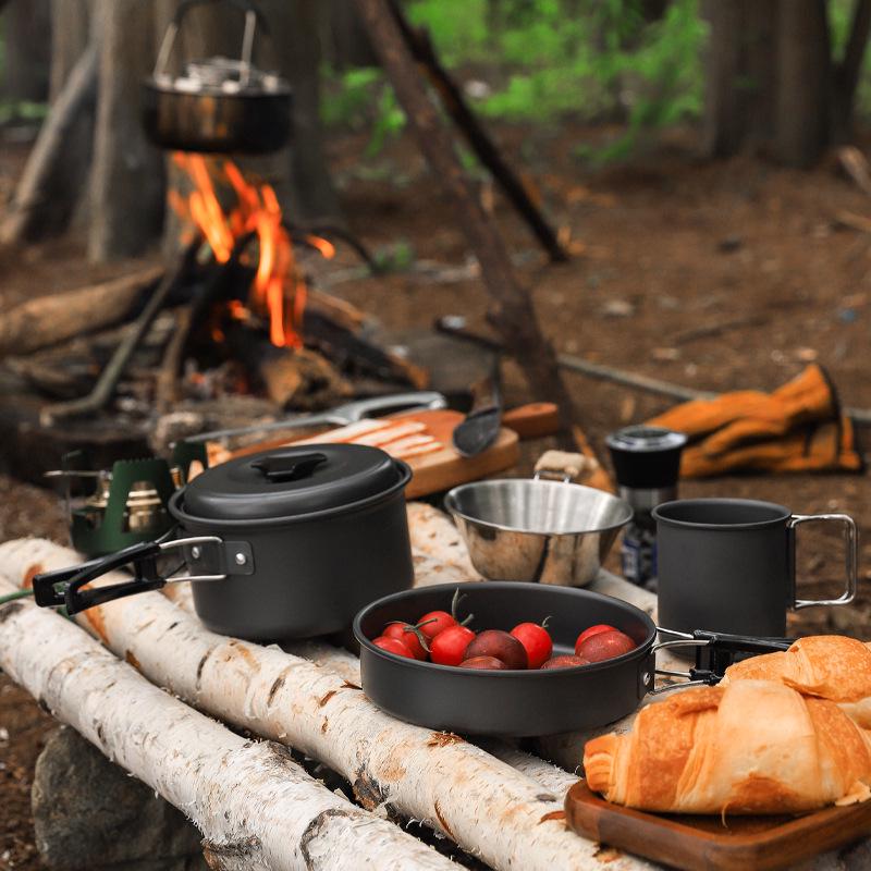 DS-200 Portable Camping Stove Set: Non-Stick Pan for 1-2 Persons