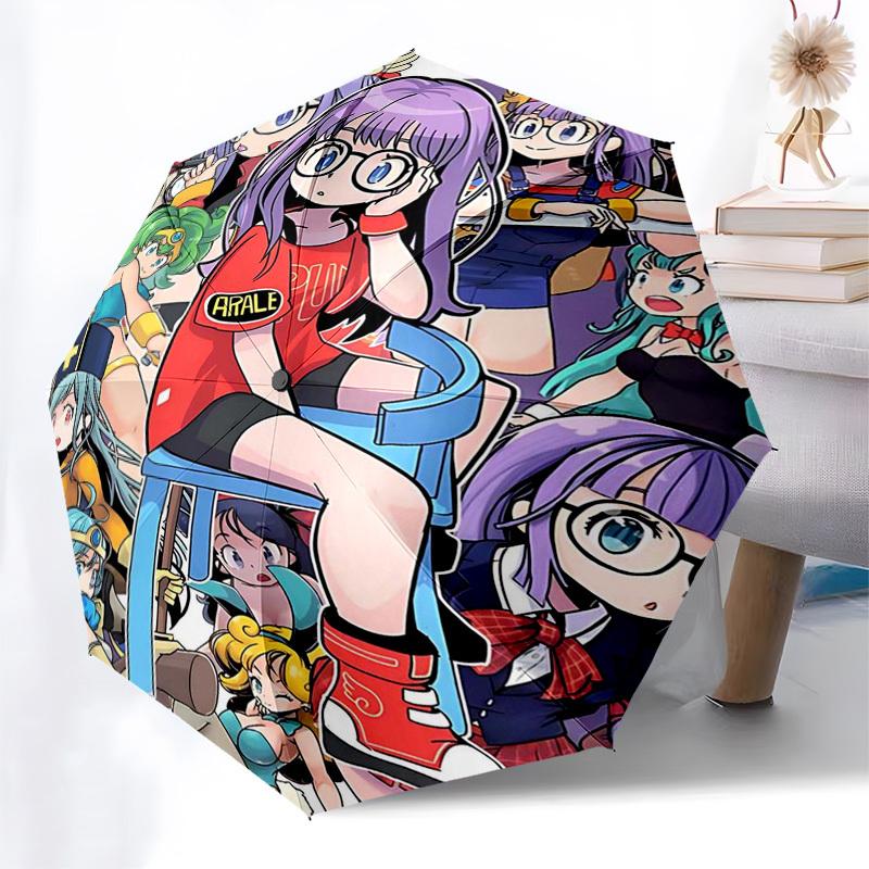 1pc Outdoor Umbrella with Arale and Anime Characters - Automatic Opening/Closing, Portable 3-Fold Design, 8-Rib Iron Frame - Perfect Gift for Fan