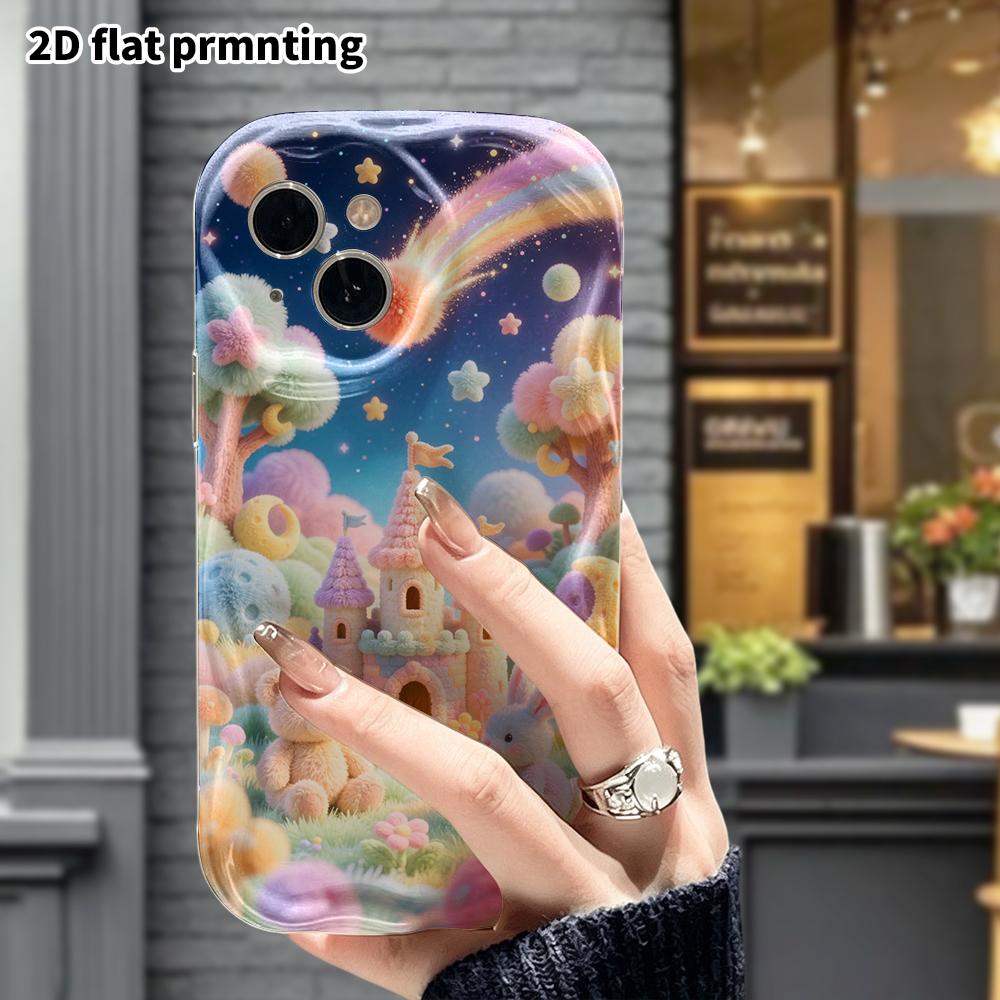 Phone Case: 2D flat, fits iPhone 18 17 16 15 14 13 12Pro protective case, starry sky castle forest, perfect Christmas and Halloween holiday gift