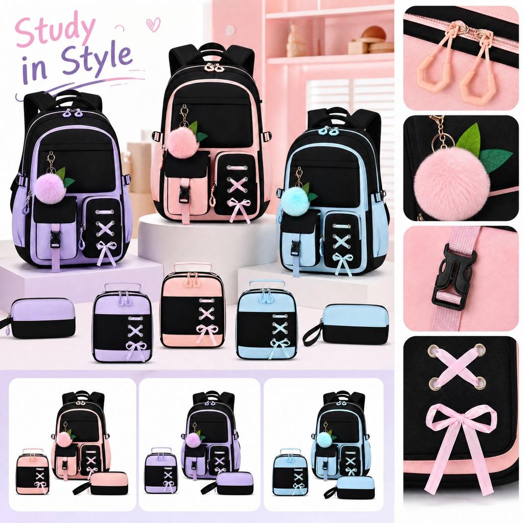3-Piece School Backpack Set for Students