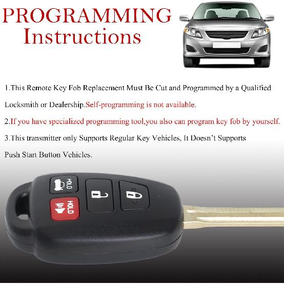 MechanMagic Key Fob Remote Replacement Fits for Toyota Corolla 2014 2015 2016 2017 2018 /Camry 2014-2017/Tacoma 2016-2018 HYQ12BDM Keyless Entry