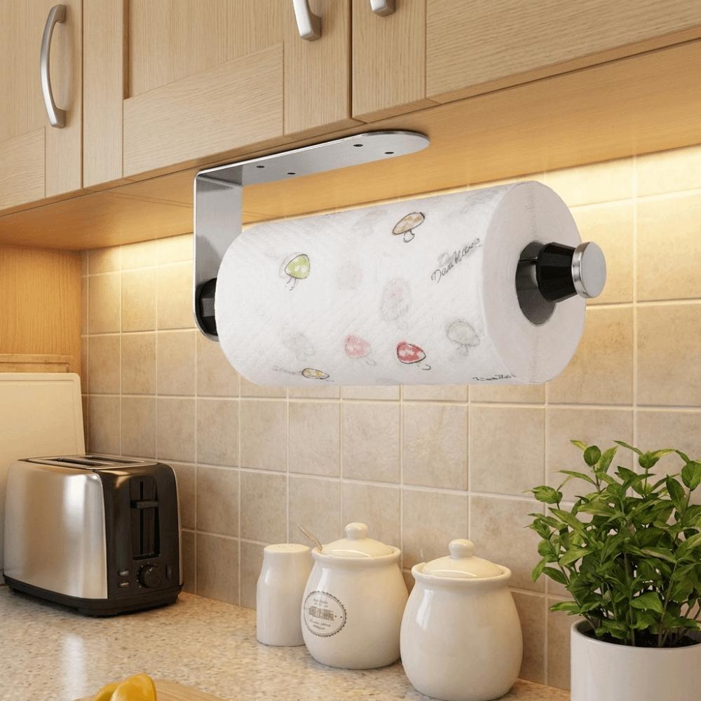 Stainless Steel Toilet Paper Holder Adhesive Wall Mount Napkin Storage Rack Kitchen