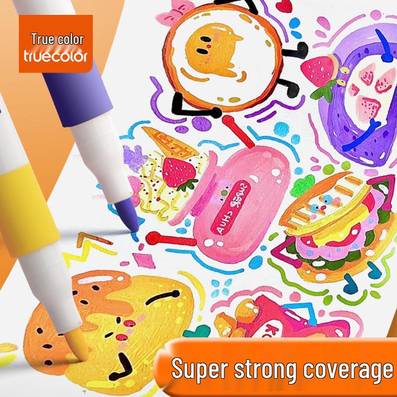 Быстросохнущий водостойкий акриловый маркер True Color для детей - непрозрачная ручка для граффити и художественного рисования, раскрашенная вручную.