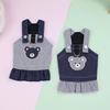 Soft Pet Bear Stripe Dress Cute Dog Vest Harness Fashion Pet Chest Strap  for Puppy Kittens