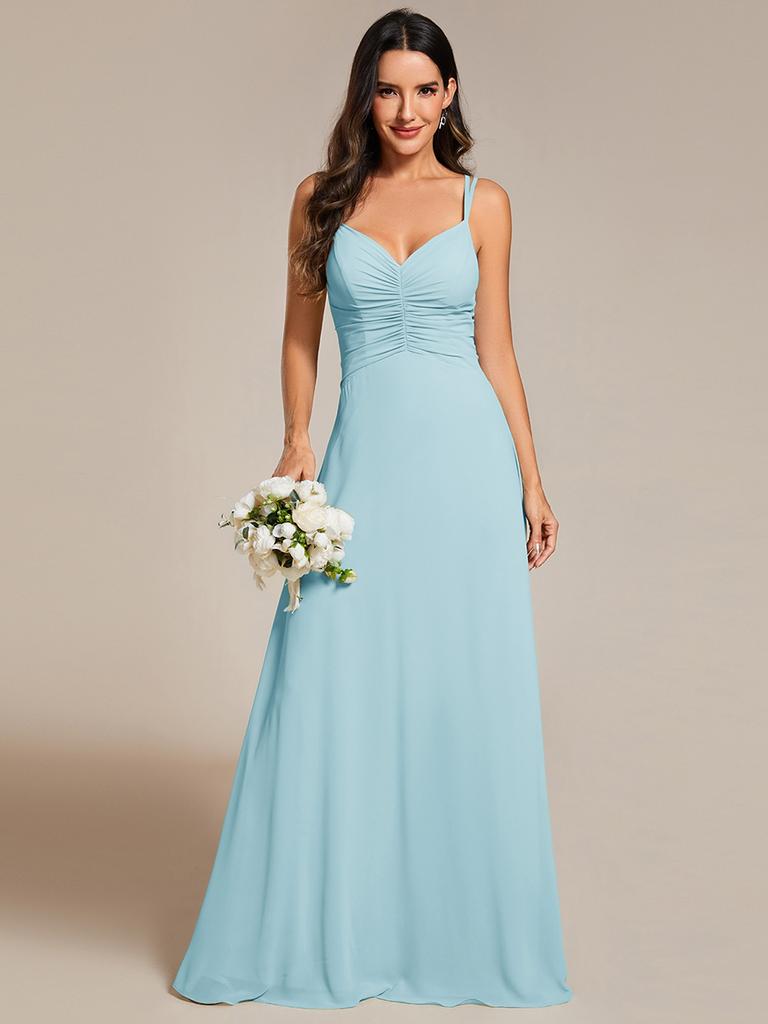 Ever-Pretty Women's Chic Adjustable Straps V-Neck Pleated Empire Waist Chiffon Bridesmaid Dress